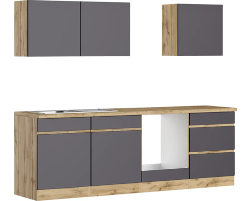 Held Möbel Küchenzeile PISA 240 cm grau matt zerlegt Variante reversibel