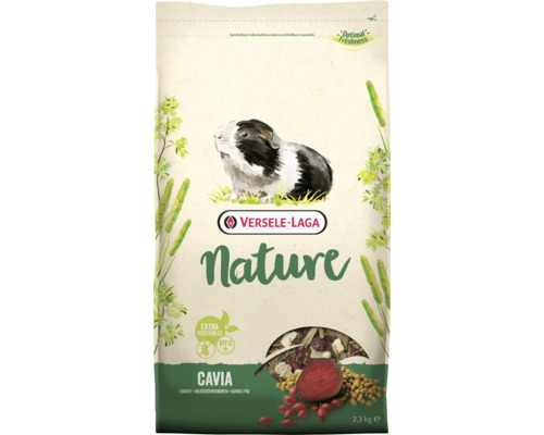 Nagerfutter VERSELE-LAGA Nature Cavia 2,3 kg vollwertiges, getreidefreies, rohfaserreiches Futter mit essentiellem Vitamin C für Meerschweinchen im Frischebeutel