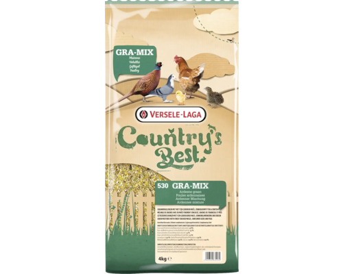 Geflügelfutter VERSELE-LAGA Country´s Best GRA-MIX Ardenner Mischung 4kg mit fein gebrochenem Mais, Sonneblumenkernen und Erbsen für Legehennen, Masthähnchen, Enten, Gänse, Tauben und anderes Gefügel