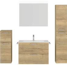 Badezimmer-Set mit Waschtisch, Spiegelschrank und zwei Hochschränken
