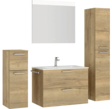 Badezimmerensemble mit Waschtisch, Spiegelschrank und Hochschrank