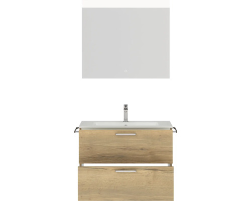 Waschtischkombination mit Spiegel und zwei Schubladen im Badezimmer