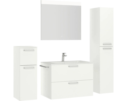 Badezimmerset mit Waschbeckenunterschrank, Spiegelschrank und Hochschrank
