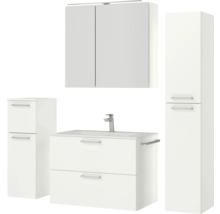 Badezimmer-Set mit Waschbeckenunterschrank, Spiegelschrank und Hochschränken