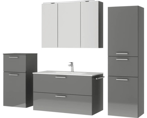 Badezimmermöbel-Set mit Waschtisch, Spiegelschrank und Hochschrank für das Badezimmer