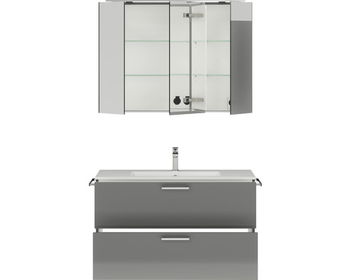 Badezimmermöbel-Set mit Spiegelschrank, Waschbecken und Unterschrank