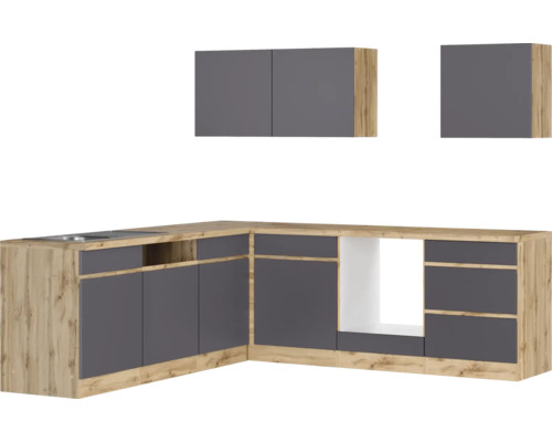 Möbelgeschäft Held Möbel Winkelküche PISA 240 matt cm Frontfarbe | grau HORNBACH