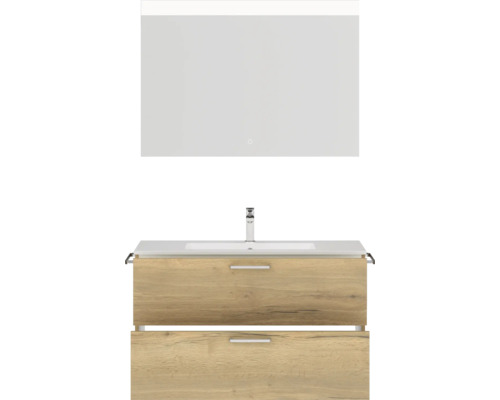 Badezimmermöbel-Set mit Waschtischunterschrank, Waschbecken und Spiegel