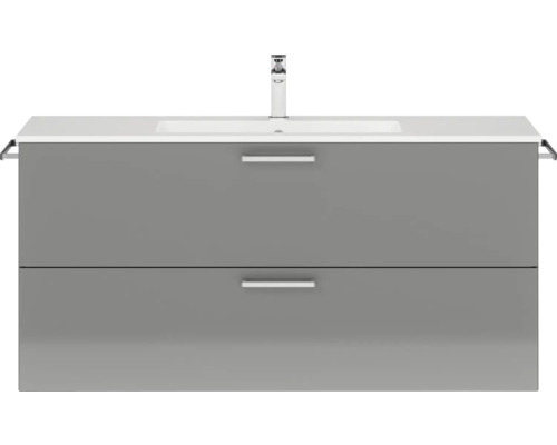 Badmöbel-Set NOBILIA Programm 2 BxHxT 121 x 59,1 x 48,7 cm Frontfarbe grau hochglanz mit Möbel-Waschtisch Griff chrom matt 285 Badmöbel-Set NOBILIA Programm 2 BxHxT 121 x 59,1 x 48,7 cm Frontfarbe grau hochglanz mit Möbel-Waschtisch Griff chrom matt 285