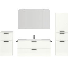 Komplette Badezimmereinrichtung mit Waschtisch, Spiegelschrank und Hochschrank