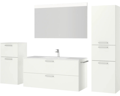 Badezimmergarnitur mit Waschtisch, Spiegelschrank und Hochschrank