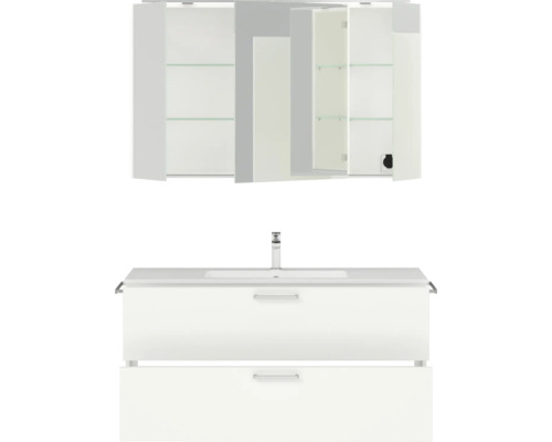 Badezimmermöbel-Set mit Waschtischunterschrank, Waschbecken und Spiegelschrank