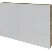 Weißer Hängeschrank mit Holzkanten