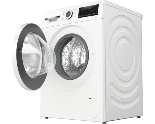 Weiße Bosch Waschmaschine mit geöffneter Tür