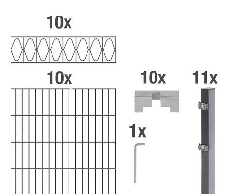 Doppelstabmatten-Set ALBERTS Eleganz 200 x 100 cm, 20 m anthrazit