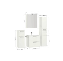 Badmöbel-Set NOBILIA Programm 2 BxHxT 140 x 169,1 x 48,7 cm Frontfarbe weiß matt mit Möbel-Waschtisch und Spiegelschrank 1-türig mit LED-Beleuchtung Unterschrank Midischrank Griff chrom matt 193