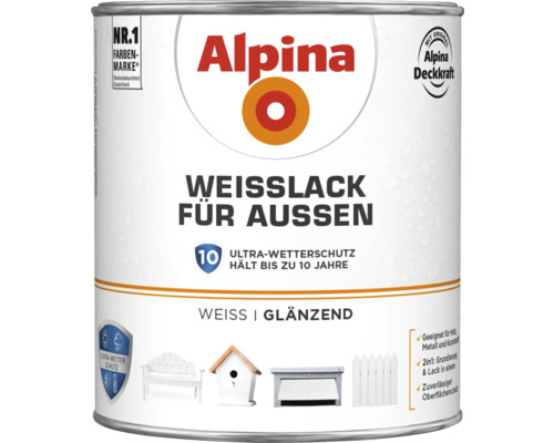 Alpina Weißlack für Außen, glänzend, Farbdose