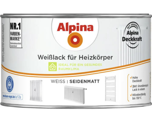 Alpina Heizkörperlack Dose in Weiss seidenmatt