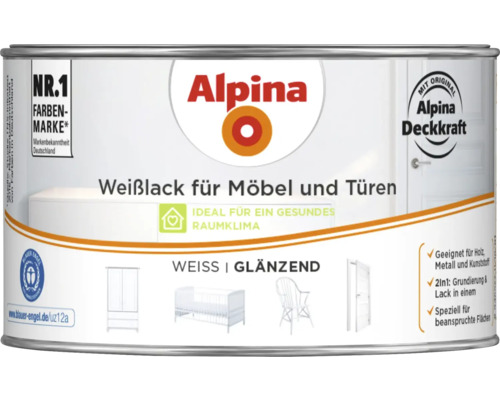 Alpina Weißlack für Möbel und Türen in Weiß Glänzend