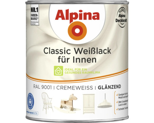 Alpina Classic Weißlack für Innen, cremeweiß, glänzend, Dose