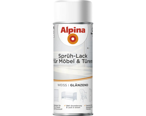 Alpina Sprühlack für Möbel und Türen, weiss glänzend