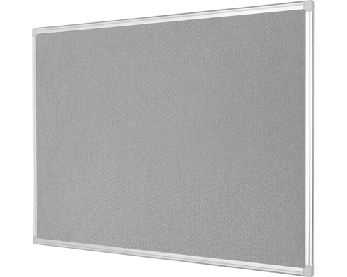 Graue Pinnwand mit silberfarbenem Rahmen