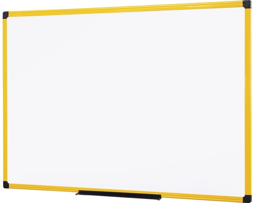 Weißes Whiteboard mit gelbem Rahmen