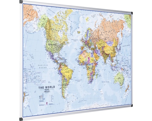 Gerahmte Weltkarte zur Wandmontage