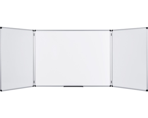 Dreiteilige, faltbare Whiteboardtafel mit silberfarbenem Rahmen