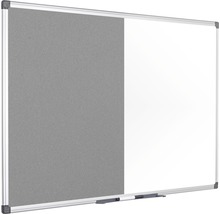Kombitafel Filztafel und Whiteboard magnetisch weiß grau 90x60 cm