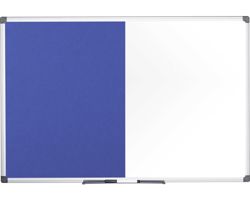 Kombitafel Filz- und Magnettafel weiß blau 120x90 cm