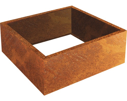 Pflanzrahmen Carlotta 100 x 100 x 25 cm Cortenstahl braun Quadratischer Pflanzkasten aus Metall für den Garten