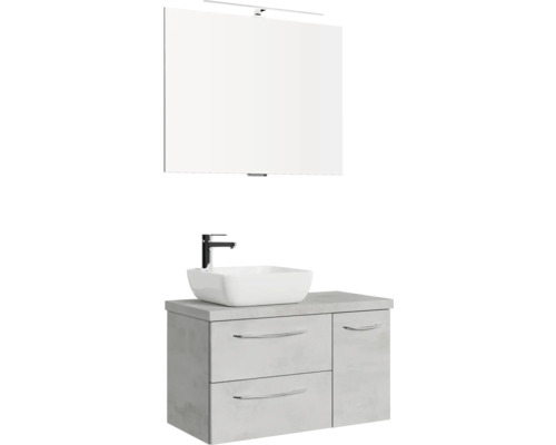 Waschtisch mit Aufsatzwaschbecken, Spiegelschrank und Unterschrank für das Badezimmer