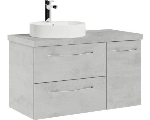 Waschtischunterschrank mit Aufsatzwaschbecken und Armatur