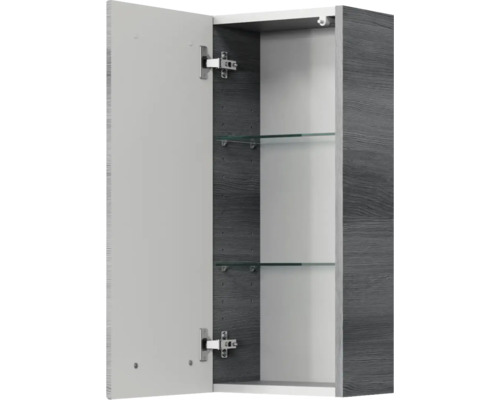 Offener Badezimmerschrank mit zwei Glasböden
