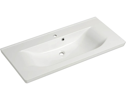 Waschbecken aus Sanitärkeramik mit Hahnloch und Überlauf
