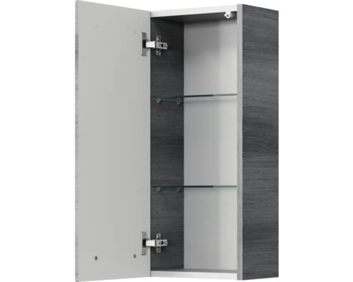 Geöffneter Spiegelschrank mit zwei Glasablagen