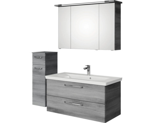 Badezimmerset mit Spiegelschrank, Waschtisch und Hochschrank