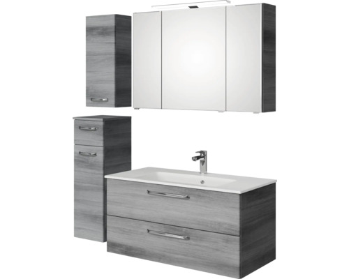Badezimmermöbelset mit Waschtisch, Spiegelschrank und Hochschrank