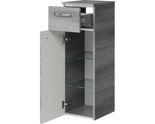 Offener Badschrank mit Schublade und Glasböden