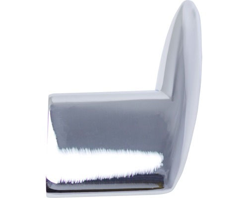 Garderobenhaken Ellipse Metall Zamak chrom glanz 54x12x38 mm Lochabstand 16 mm Einzelner, glänzender, eckiger Kleiderhaken aus Metall