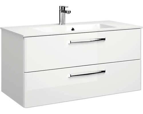Waschtischunterschrank mit zwei Schubladen und Aufsatzwaschbecken