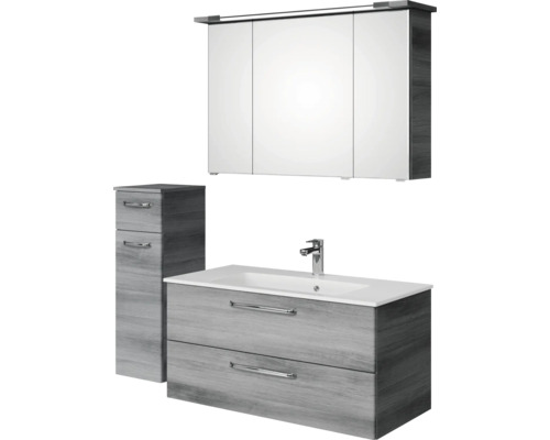 Badmöbelset mit Spiegelschrank, Waschtischunterschrank und Seitenschrank