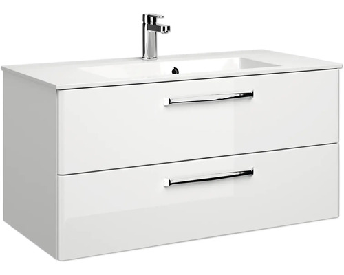 Waschtischunterschrank mit zwei Schubladen und Aufsatzwaschbecken