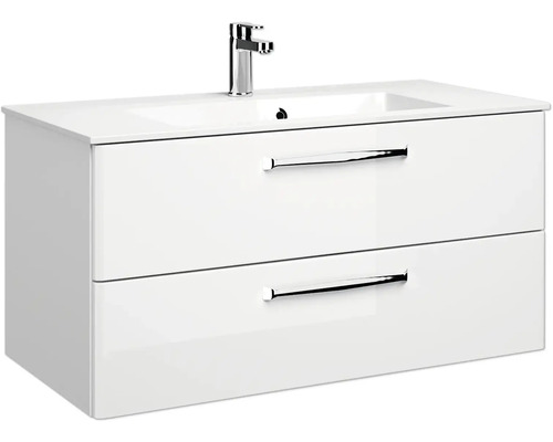 Waschtischunterschrank mit zwei Schubladen und Aufsatzwaschbecken
