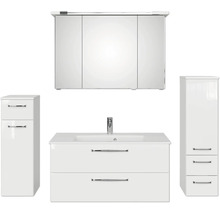 Badezimmer-Set mit Waschtischunterschrank, Spiegelschrank und zwei Hochschränken