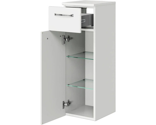 Badezimmerschrank mit Schublade, Tür und Glasböden