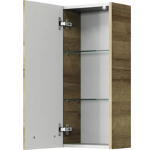 Geöffneter Spiegelschrank mit zwei Glasböden