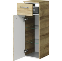 Badschrank mit Schublade, Tür und Glasböden