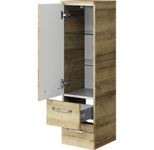 Offener Hochschrank mit Schublade und Glasböden für das Badezimmer